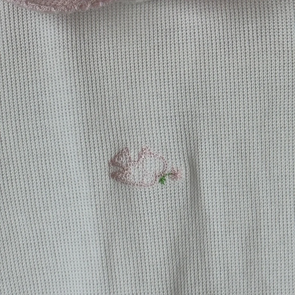 Dondolo knit coverall footies baby girl embroidered heirloom peter pan collar